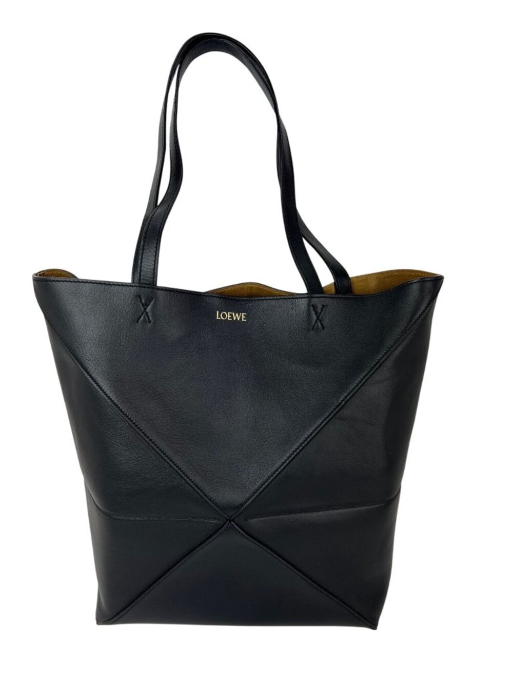 Loewe Shiny Calfskin Medium Puzzle Fold Black Tote Bag